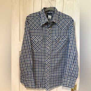 Wrangler Navy Checkered Western Shirt